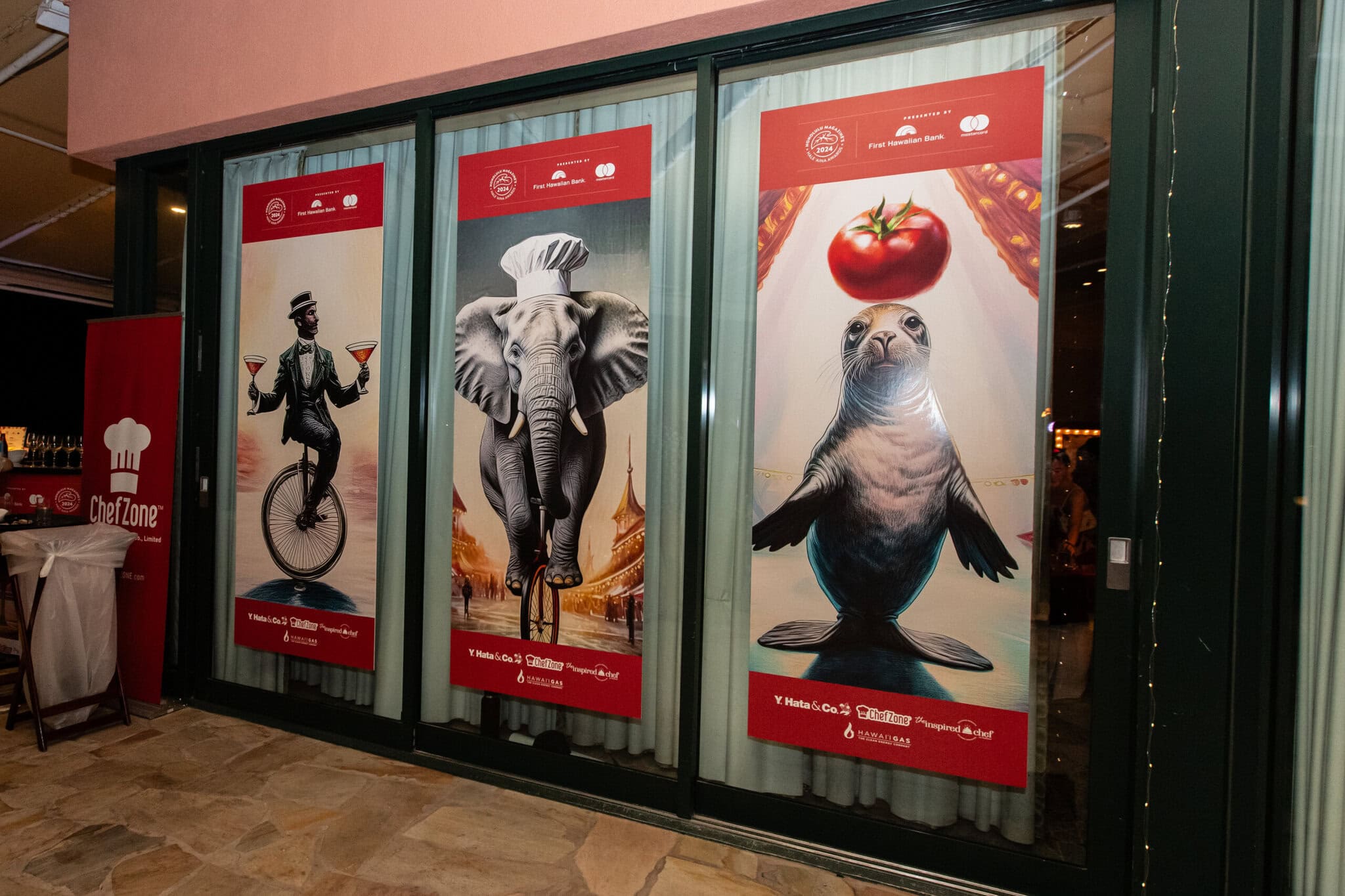 Hale Aina Awards 2024 foam core posters cost effective temporary window graphics easy to remove by HONBLUE