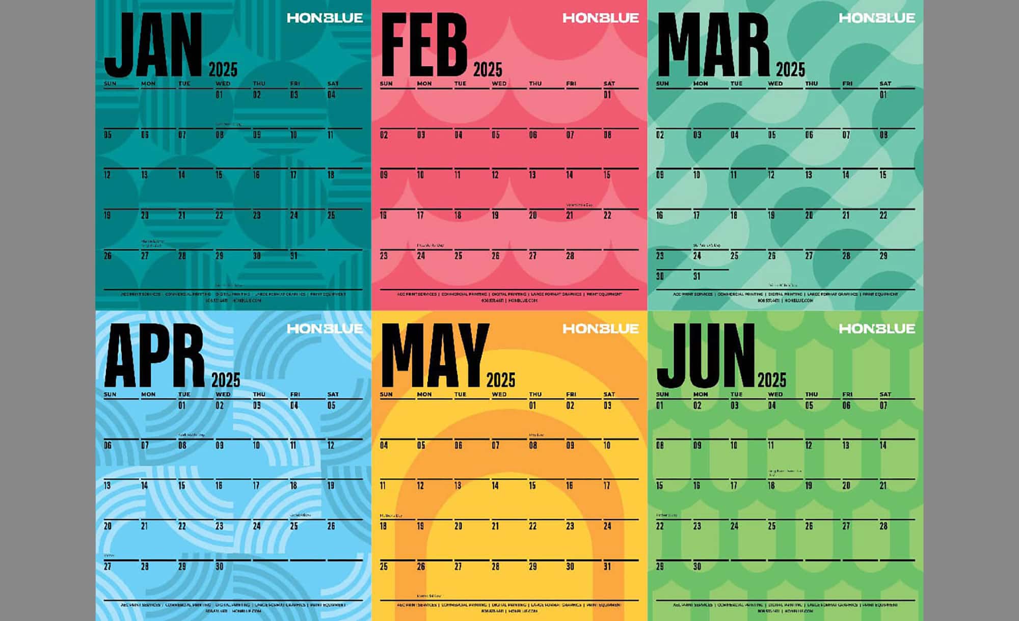 HONBLUE's 2025 Customer Calendar Design