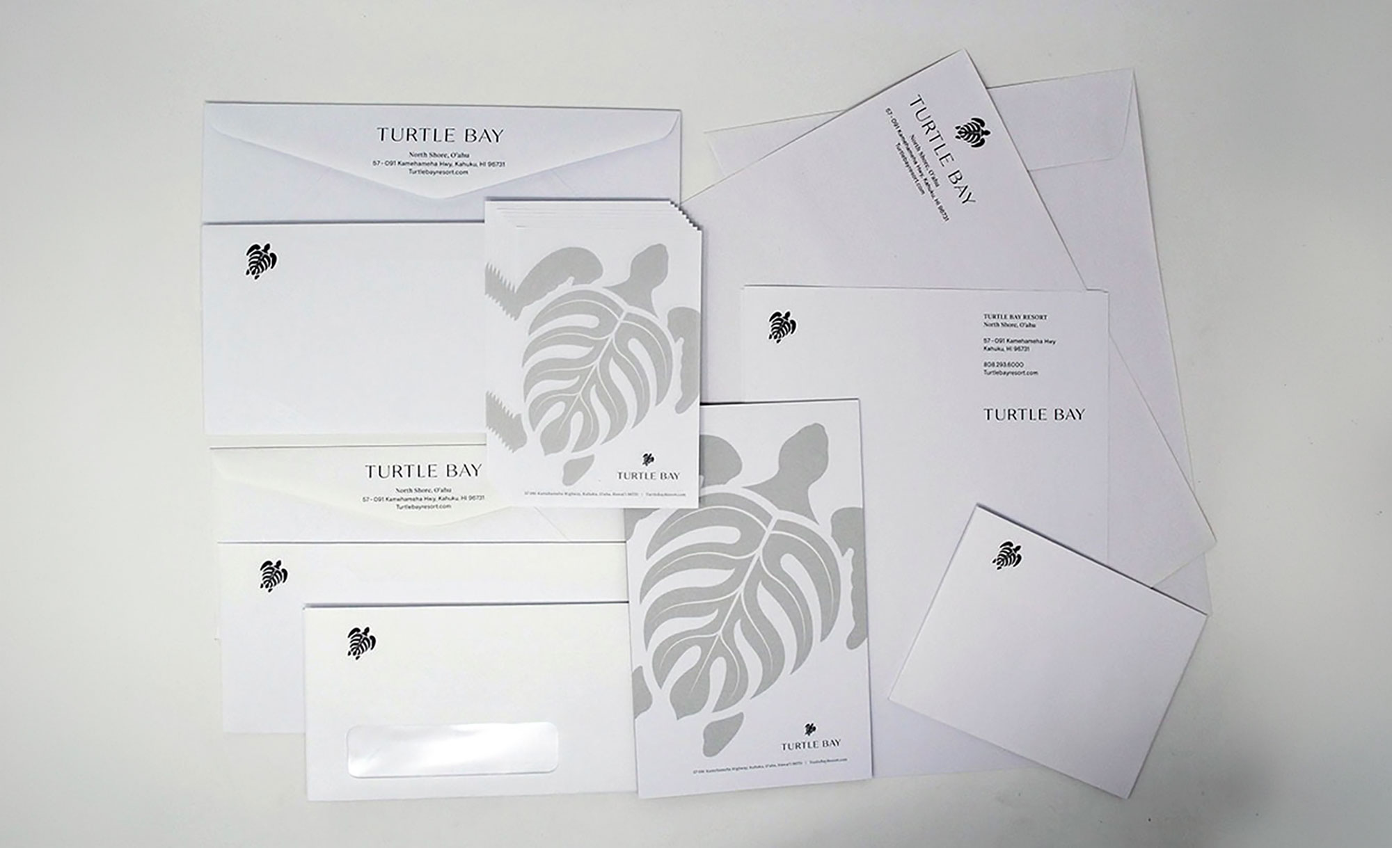 Turtle Bay Resort corporate stationery letterhead envelopes notecards printed 1PMS on varying stocks by HONBLUE